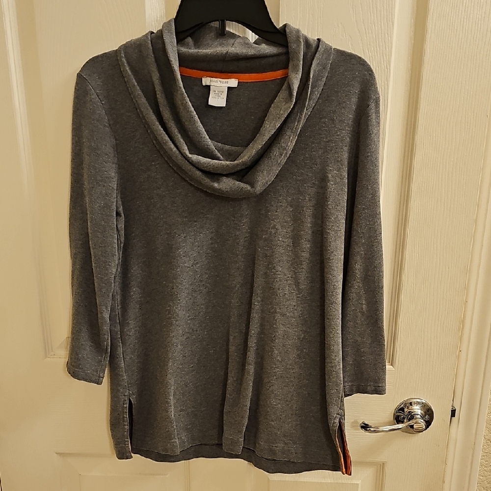 Joan Vass Gray Cowl Neck Sweater